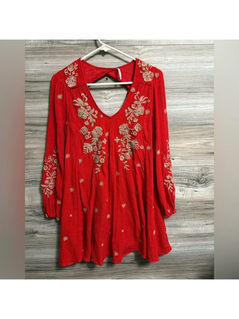 Free People Sweet Tennessee Embroidered Mini Dress – Red – Size M